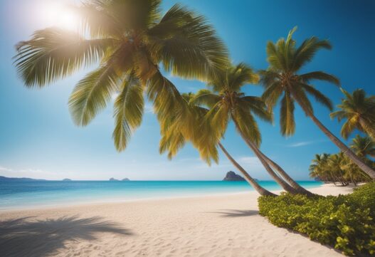 Palmer på dejlig strand