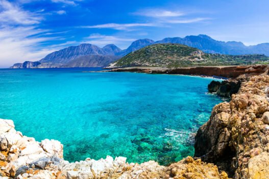 Strand og landskab på Kreta