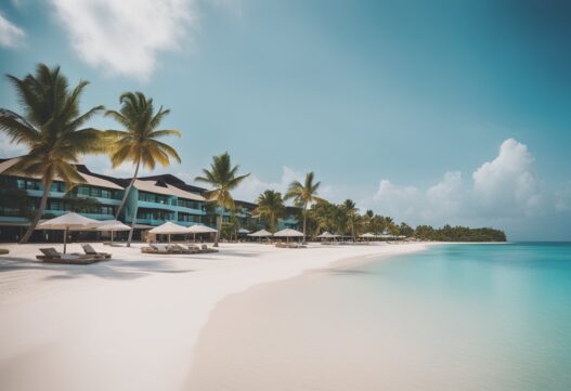 Hvid sandstrand og lækkert hav ved ferieparadis