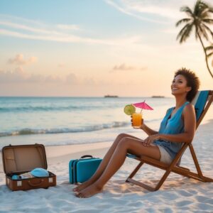 Glad kvinde på ferie