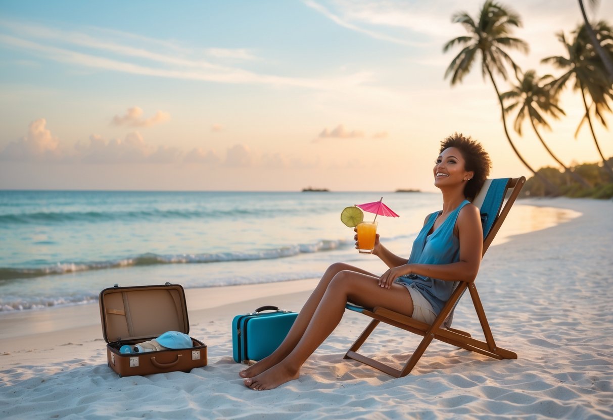 Glad kvinde på ferie